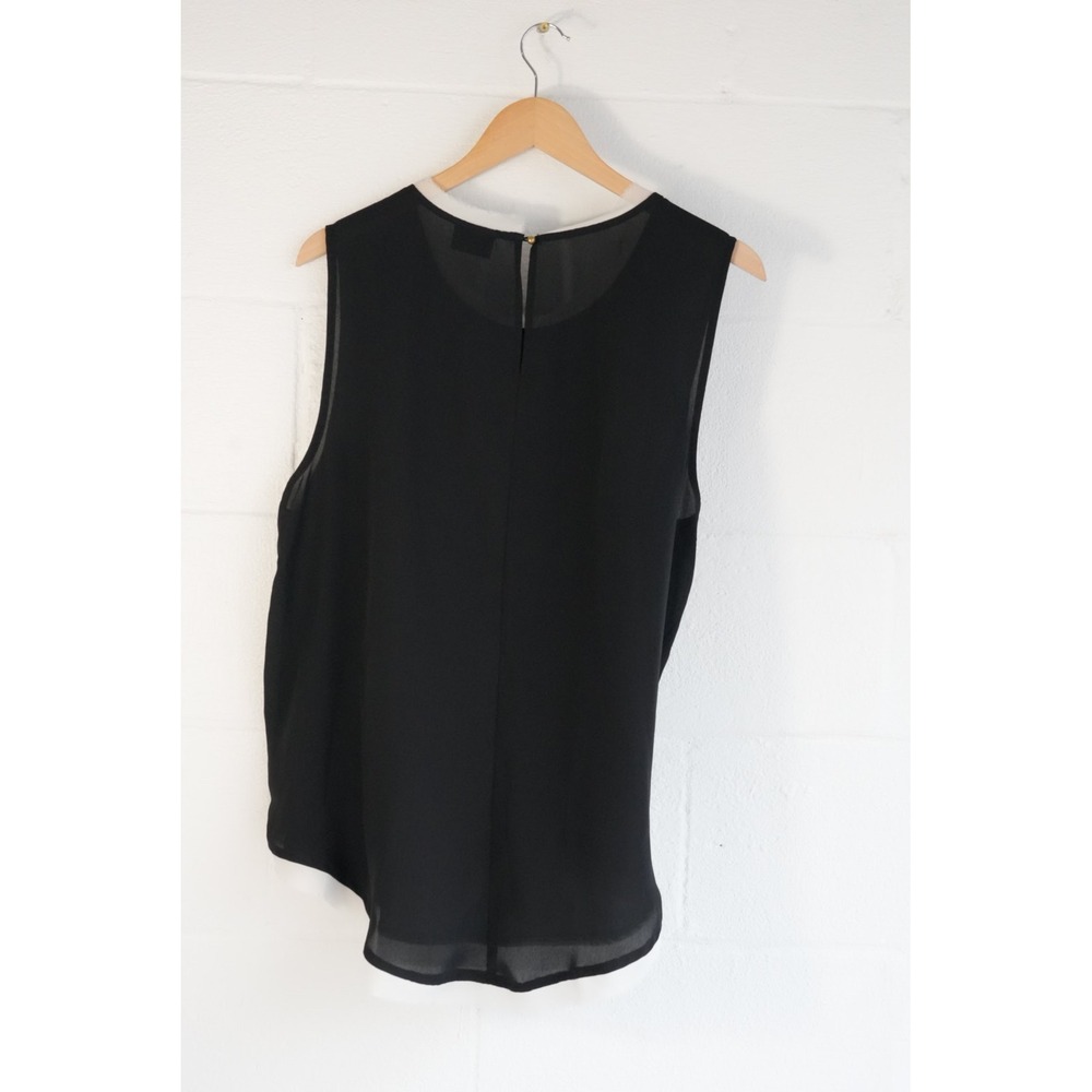 Who What Wear Womens Sleeveless Layered‎ Blouse Black White Medium Keyhole Back - Picture 5 of 9